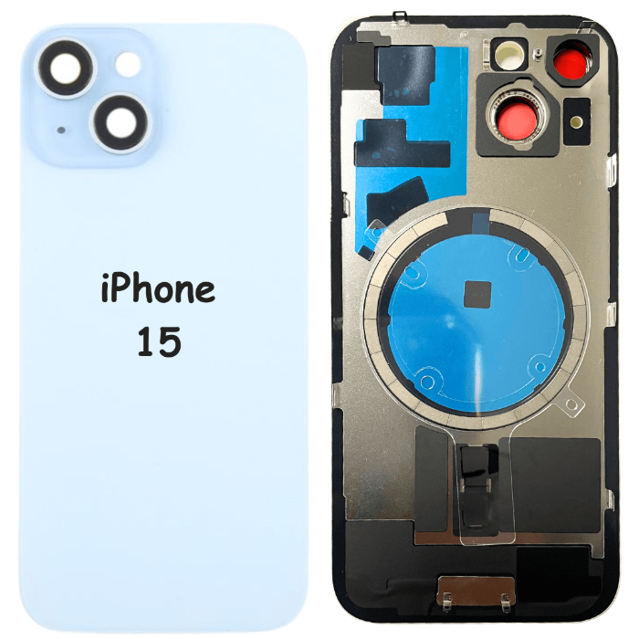 iPhone 15 Battery Back Glass Cover with Camera Lens Cover + MagSafe Magnet (Blue) - Best Cell Phone Parts Distributor in Canada, Parts Source iPhone 15 Battery Back Glass Cover with Camera Lens Cover + MagSafe Magnet (Blue) - Best Cell Phone Parts Distributor in Canada, Parts Source